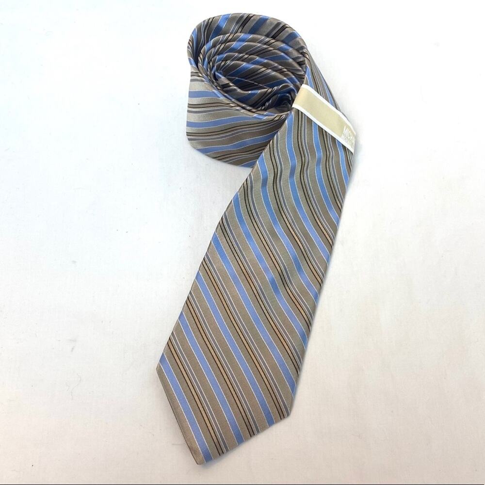 MICHAEL Michael Kors Imported Silk Tie Blue Tan